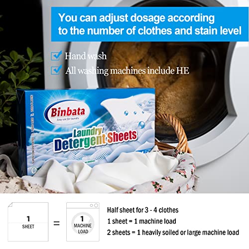 Binbata Laundry Detergent Sheets, 200 Count, Fragrance Free, Unscented, Eco-Friendly, Hypoallergenic, Biodegradable, Plastic Free, Liquidless, Suitable for Sensitive Skin - Image 5
