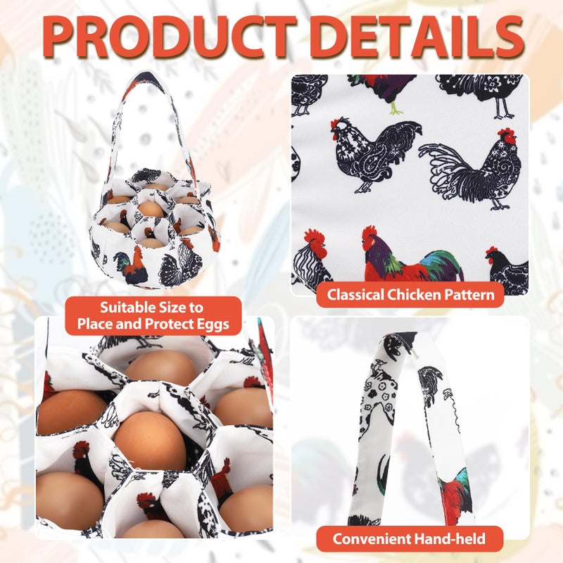 XLSXEXCL Egg Collecting Apron and Basket, 12 Deep Pockets Chicken Apron and 7 Deep Pockets Chicken Egg Basket, Tie:106cm(L) - Image 4