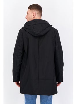 Jules Men Hooded Solid Parka Jacket, Black  - Image 3