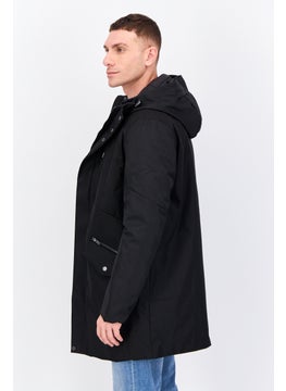 Jules Men Hooded Solid Parka Jacket, Black  - Image 4
