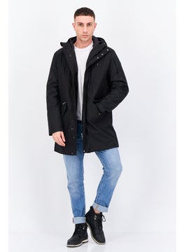 Jules Men Hooded Solid Parka Jacket, Black  - Image 2