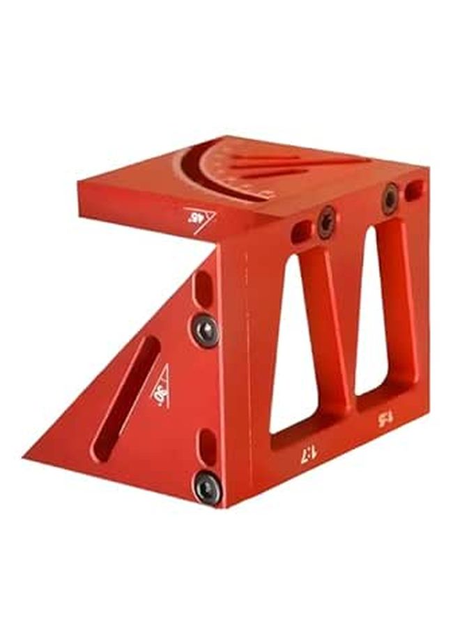 Multi Angle Aluminum Alloy Measuring Tool Red Protractor 1.8 x 2.4 x 1.8 Inch Woodworking Square with Scriber 45 90 Degree Angle Measure For Carpentry Marking - Image 1