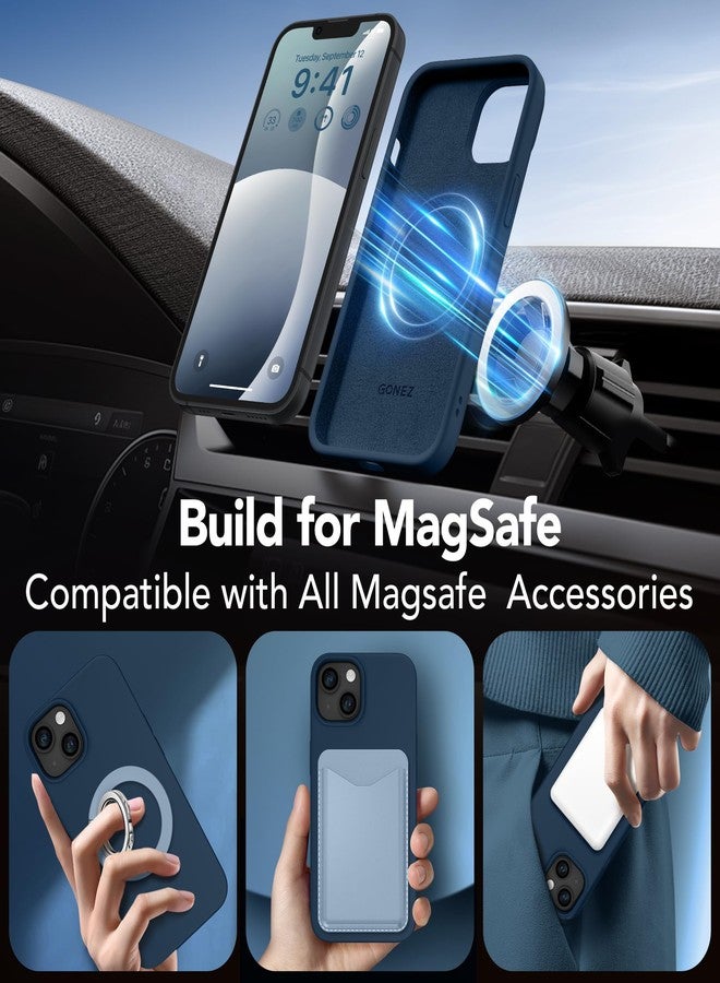 غونيز جراب GONEZ لهاتف iPhone 14، جراب مغناطيسي متوافق مع MagSafe مع واقي للشاشة وواقي للكاميرا، غطاء حماية من السيليكون مقاوم للخدوش والصدمات وبطانة من الألياف الدقيقة - Image 4