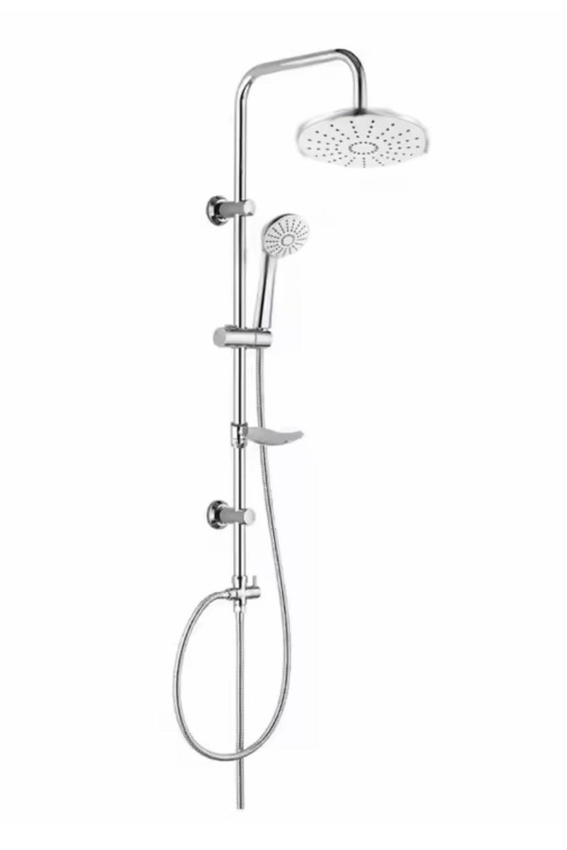 Shower Set, Bathroom Rainfall Showers, 1-Set Exposed Shower System Triple Function Bathroom Shower Head, High Pressure Shower System with Hose Adhesive Shower Head Holder 2-in-1 Adjustable Angle Handheld Shower, Handheld Shower Set - Image 1