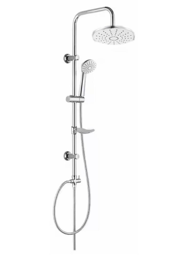 مجموعة دش، دش مطري للحمام، مجموعة واحدة من نظام الدش المكشوف، رأس دش حمام ثلاثي الوظائف، نظام دش عالي الضغط مع حامل رأس دش لاصق للخرطوم، دش محمول بزاوية قابلة للتعديل 2 في 1، مجموعة دش محمولة - Image 1