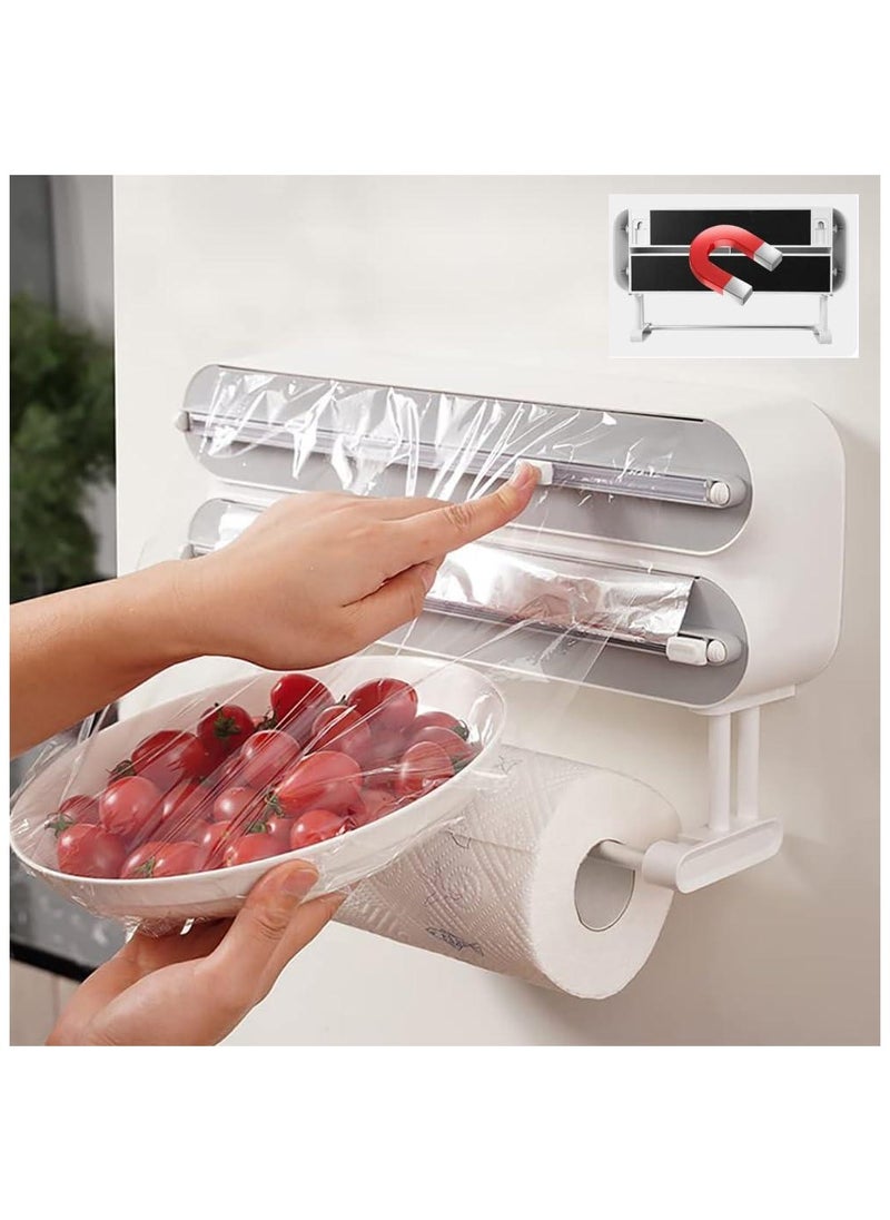 Generic - 3 in 1 Wrap Organizer Aluminum Foil Dispenser，magnetic paper towel holder for fridge，foil and plastic wrap organizer，magnetic paper towel holder - Image 1