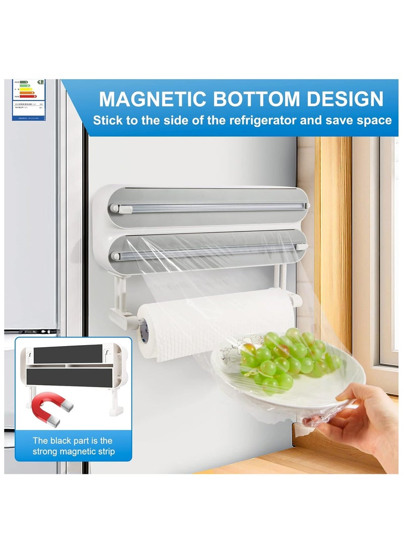 Generic - 3 in 1 Wrap Organizer Aluminum Foil Dispenser，magnetic paper towel holder for fridge，foil and plastic wrap organizer，magnetic paper towel holder - Image 1