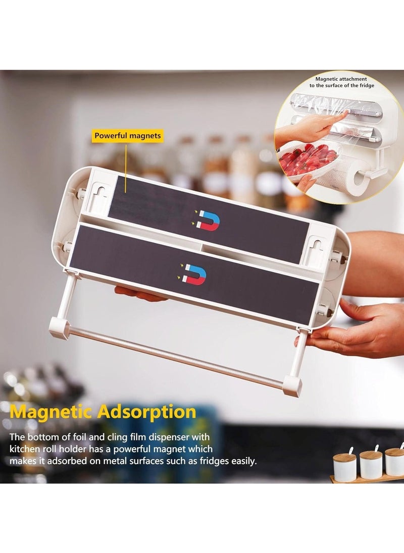 Generic - 3 in 1 Wrap Organizer Aluminum Foil Dispenser，magnetic paper towel holder for fridge，foil and plastic wrap organizer，magnetic paper towel holder - Image 1