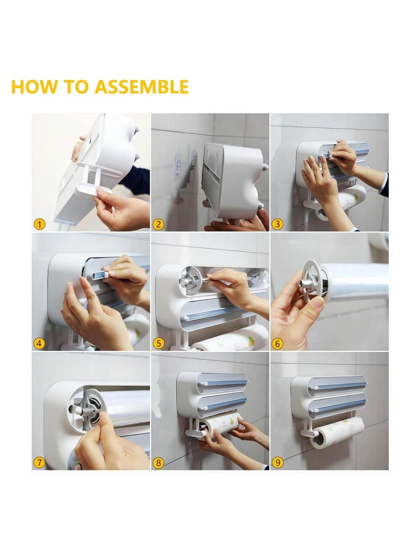Generic - 3 in 1 Wrap Organizer Aluminum Foil Dispenser，magnetic paper towel holder for fridge，foil and plastic wrap organizer，magnetic paper towel holder - Image 1