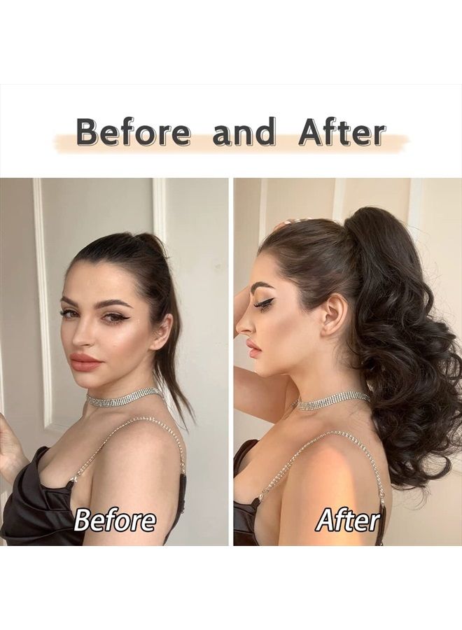 StrRid وصلات شعر ذيل الحصان، وصلات شعر ذيل الحصان، وصلات شعر بمشبك، ذيل حصان، شعر مستعار مموج، شعر صناعي مزيف مجعد، قطع شعر يومية للنساء، 6 أونصة - بني غامق - Image 3