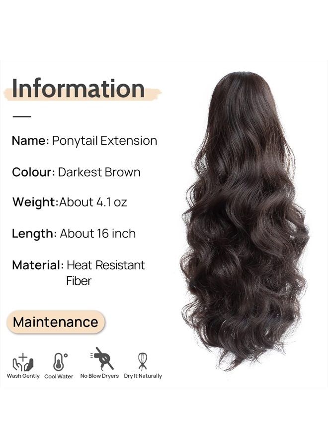 StrRid وصلات شعر ذيل الحصان، وصلات شعر ذيل الحصان، وصلات شعر بمشبك، ذيل حصان، شعر مستعار مموج، شعر صناعي مزيف مجعد، قطع شعر يومية للنساء، 6 أونصة - بني غامق - Image 2
