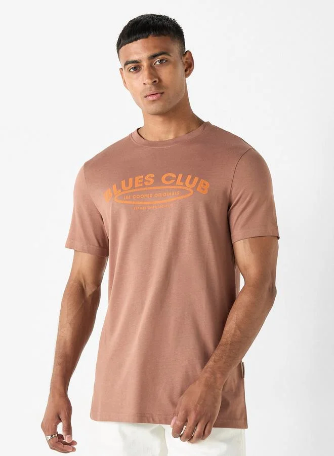 Lee Cooper Logo Print T-shirt with Short Sleeves
