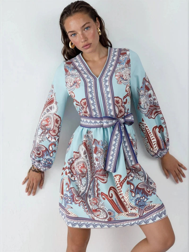 جينيفر Patterned A-line mini dress