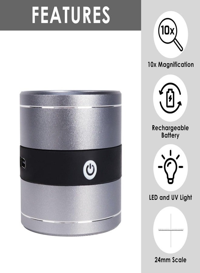 DANOPLUS 10X Jewelers Loupe Rechargeable, Magnifier with LED and UV Light, Jewelry Loop Magnifier with Light, 10X Magnification, 0.95‘’ Scale of View Eye Loupe for Gem, Coin, Stamp, Watch Repair, Jewelers - Image 2