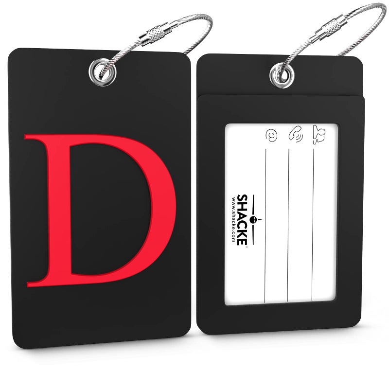 Shacke Luggage Tag Initial â€“ Fully Bendable Tag w/Stainless Steel Loop (Letter D) - Image 2