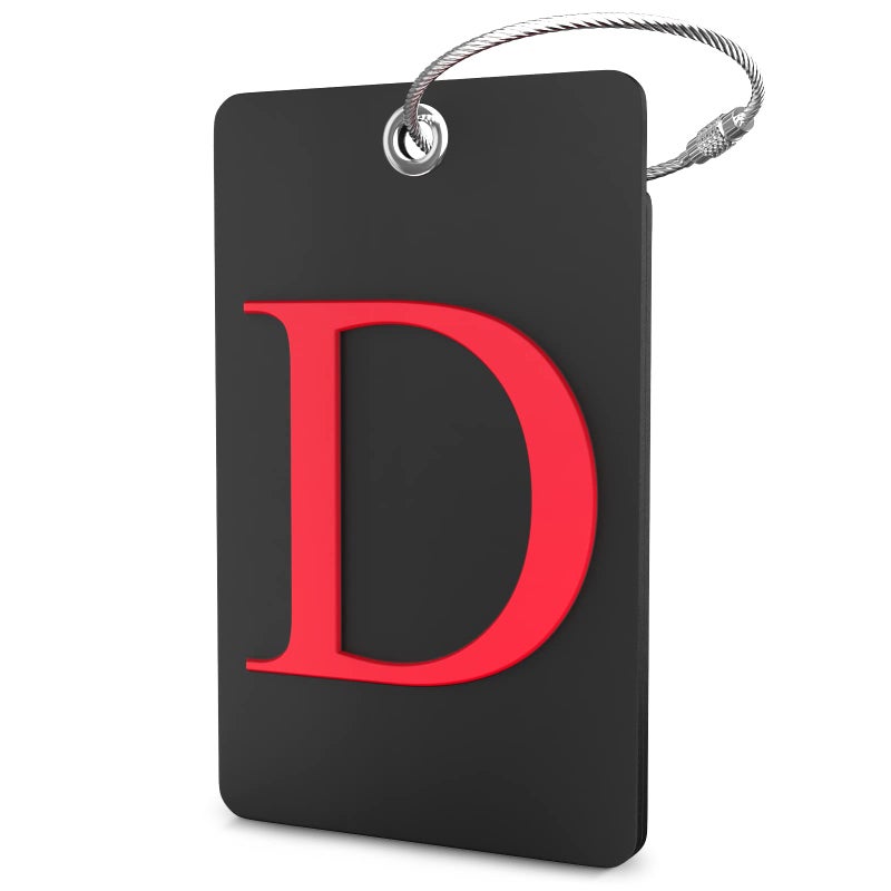 Shacke Luggage Tag Initial â€“ Fully Bendable Tag w/Stainless Steel Loop (Letter D) - Image 1