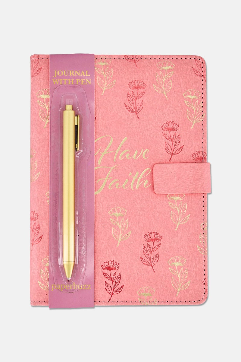 Toys For Less Have Faith Leather Journal Notebook With Pen Set, Multicolor - Image 1