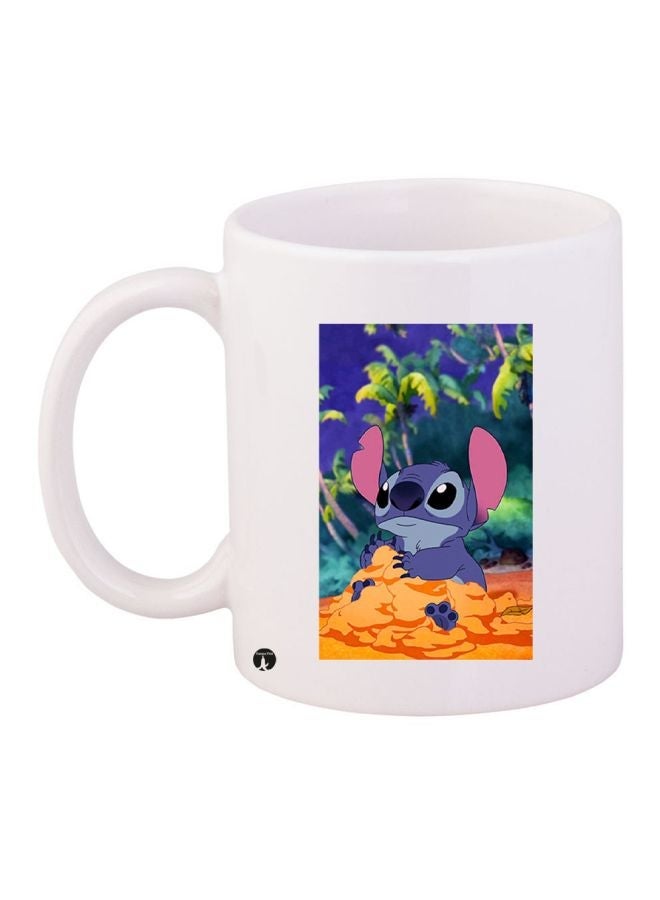 RYN Stitch Printed Coffee Mug White/Orange/Blue 11ounce