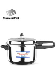 BUTTERFLY 7.5Liters Butterfly Blue Line Stainless Steel Pressure Cooker Ergonomically designed handles With Safety valve, Dishwasher Safe & induction compatible 7.5 liter silver  - Image 1