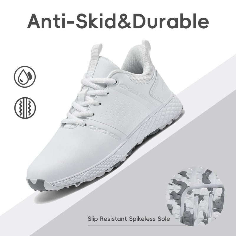 ULTIANT Golf Shoes Women Waterproof Spikeless Ladies Sport Sneakers Walking Shoes Size5-9.5(White,41) - Image 4