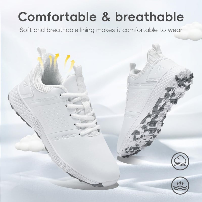 ULTIANT Golf Shoes Women Waterproof Spikeless Ladies Sport Sneakers Walking Shoes Size5-9.5(White,41) - Image 5
