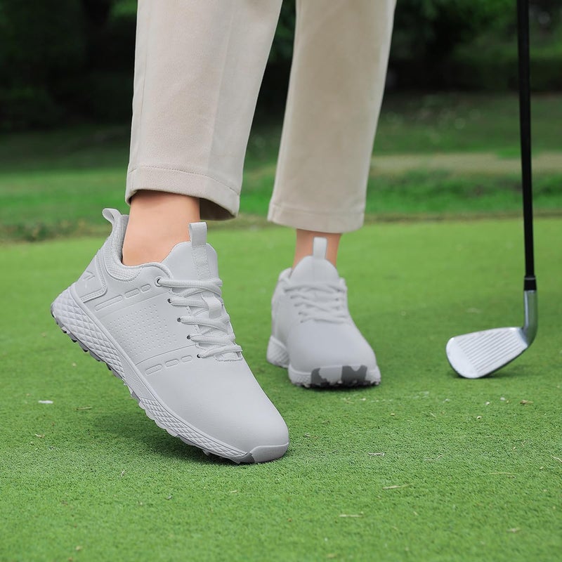 ULTIANT Golf Shoes Women Waterproof Spikeless Ladies Sport Sneakers Walking Shoes Size5-9.5(White,41) - Image 2