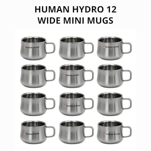 Human Hydro Set of 12 Wide Mini Steel Mugs | 120ml Each | Premium Stainless Steel Tea Cups | Durable, Rust-Free & Dishwasher Safe | Spill-Proof Rim | Ideal for Tea, Coffee, Milk & Daily Use - Image 2