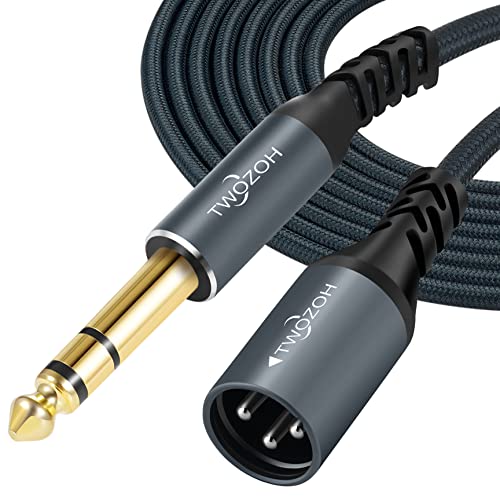 Twozoh كابل صوت ستيريو 15 قدم من توزوه XLR ذكر إلى 1/4 TRS، جاك مضفر 6.35 مم إلى XLR ذكر 3 دبابيس (محترف/هاي فاي) - Image 1