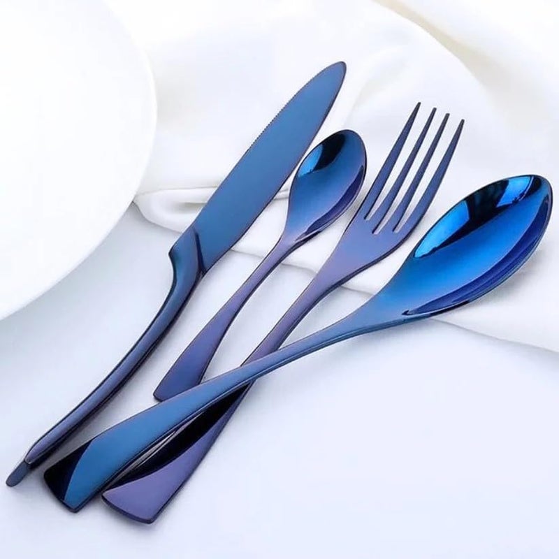 klarako Oceano Flatware Set, Sea ​​Blue Stainless Steel Flatware Sets, Exquisite Tableware, Including Spoon/Knife/Fork, Dishwasher Safe - Image 1