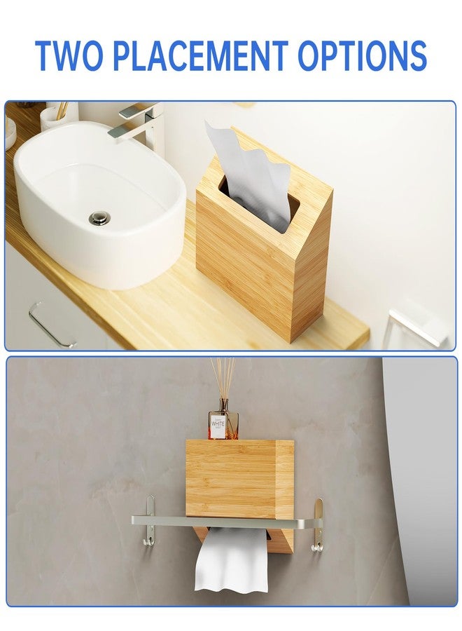 NiHome Hand Towel Box Cover for Kleenex, Natural Bamboo Tissue Box Cover for Home, Office, Bathroom Decor, Fits Trapezium Kleenex Hand Towels Sizes, Bottom Pull-Out Design for Quick and Easy Refills - Image 3