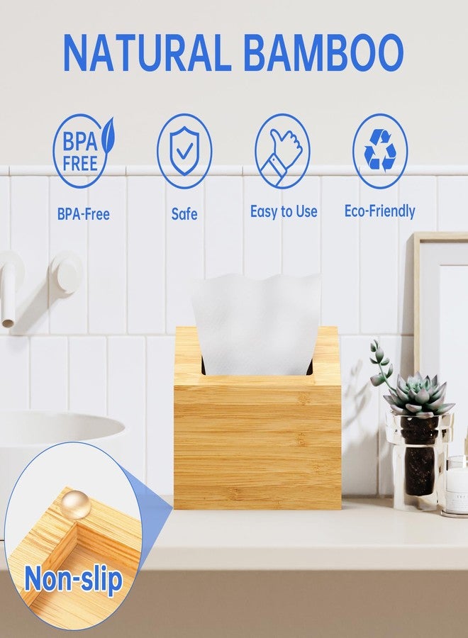 NiHome Hand Towel Box Cover for Kleenex, Natural Bamboo Tissue Box Cover for Home, Office, Bathroom Decor, Fits Trapezium Kleenex Hand Towels Sizes, Bottom Pull-Out Design for Quick and Easy Refills - Image 5