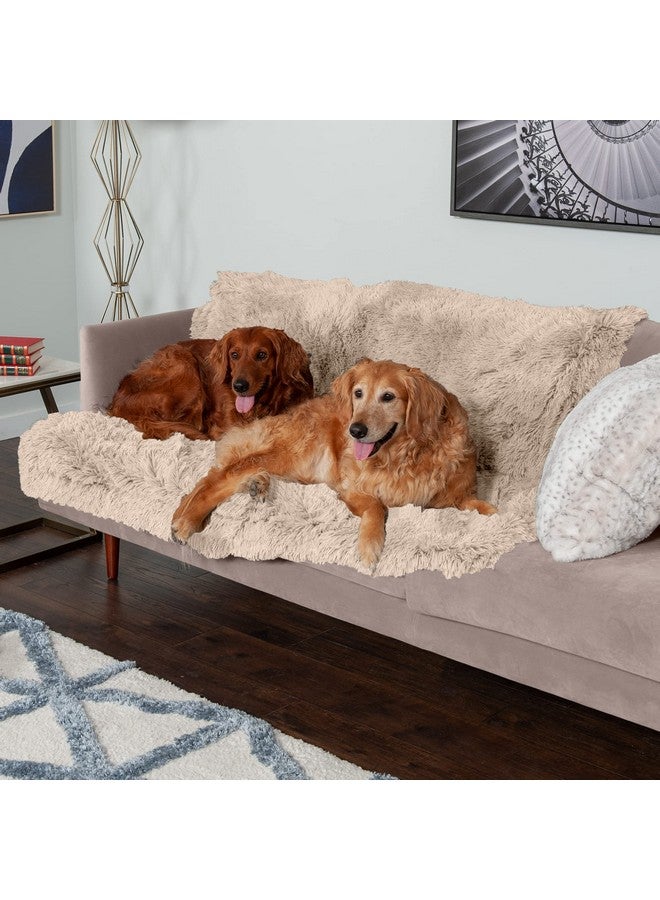 بطانية Furhaven المقاومة للماء للكلاب والقطط المنزلية، قابلة للغسل - بطانية طويلة من الفرو الصناعي والمخمل المريحة للكلاب - لون بني رمادي، مقاس كبير جدًا/كبير جدًا (قد يختلف اللون) - Image 2