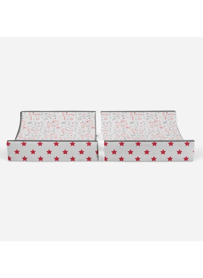 Bacati Baseball Red/Grey Muslin Quilted Changing Pad Cover - Image 3