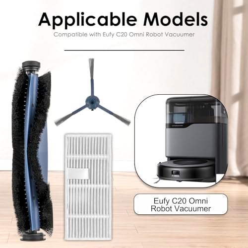 CHAIN PEAK (10 Pack) C20 Omni Replacement Parts Compatible with Eufy C20 Omni Robot Vacuum, 1 Roller Brush, 6 Side Brushes, 3 HEPA Filters, C20 Omni Vacuum Attachments Accessories Kit - Image 5