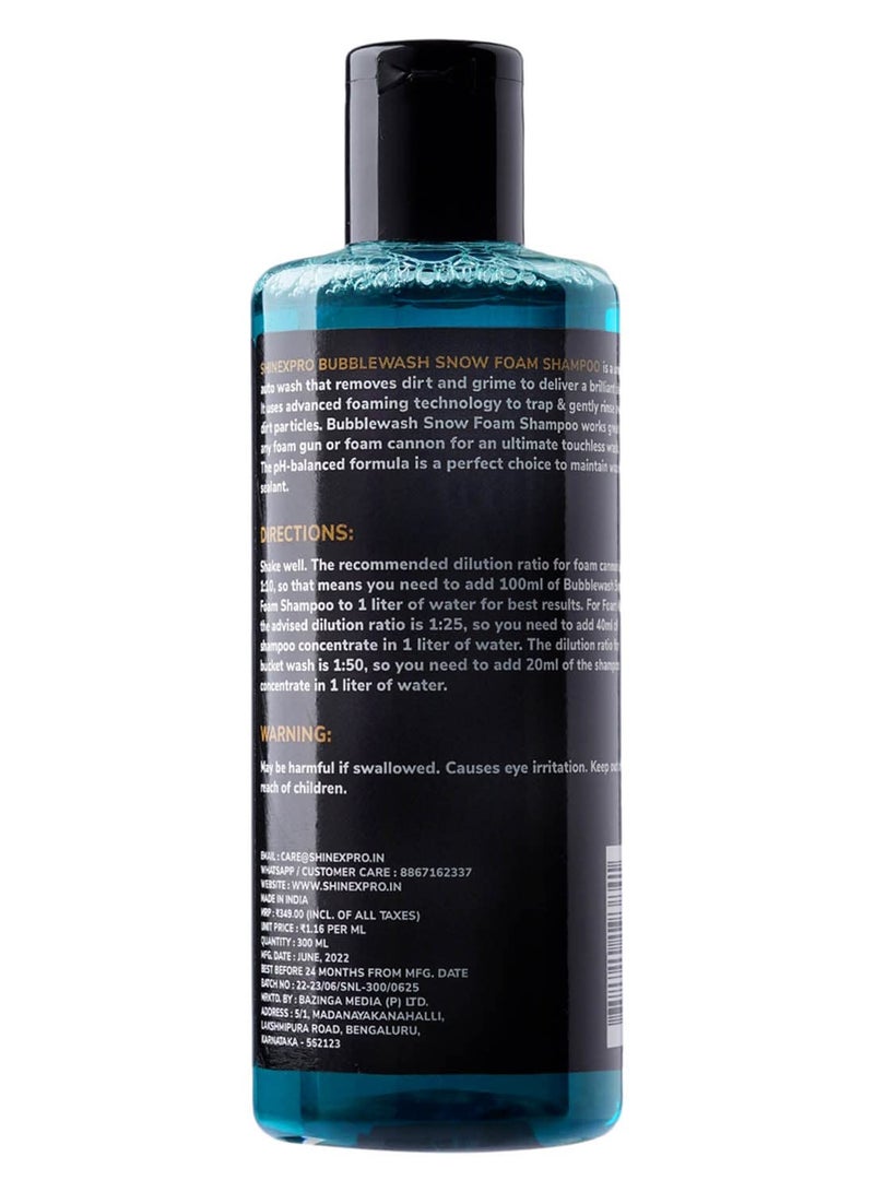 Shinex شامبو غسيل السيارات الرغوي المركز من شاين إكس برو 300 مل - رغوة سميكة محايدة الحموضة مع تركيبة معززة لللمعان - ثلج فقاعي يعمل مع كل من غسول الدلو ومدفع الرغوة - Image 2