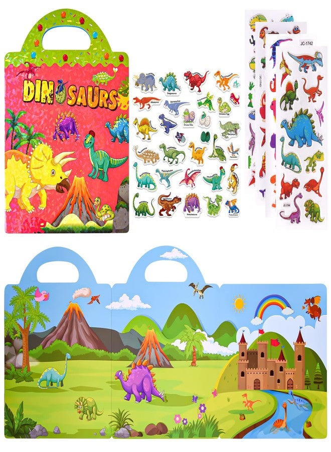ASTARON Reusable Sticker Book for Toddlers, 88 Pcs Dinosaur Stickers Road Trip Activities Car Airplane Activities Travel Toys for Kids, Kids Quiet Time Activities (2-6 Age) - Image 1