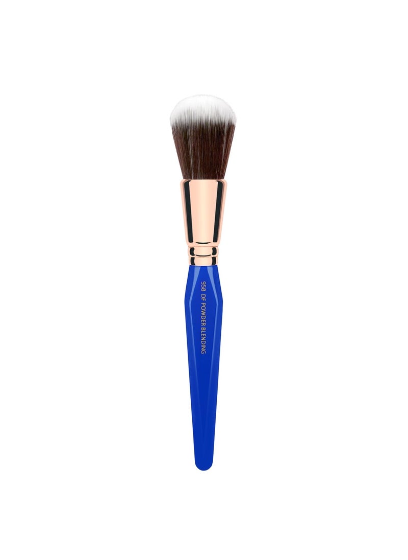 Bdellium Tools Bdellium Tools Professional Makeup Brush - Golden Triangle 958 Duo Fibre Powder Blending - With All Vegan and Soft Synthetic Fibers, For Blending Powder (Blue, 1pc) 
