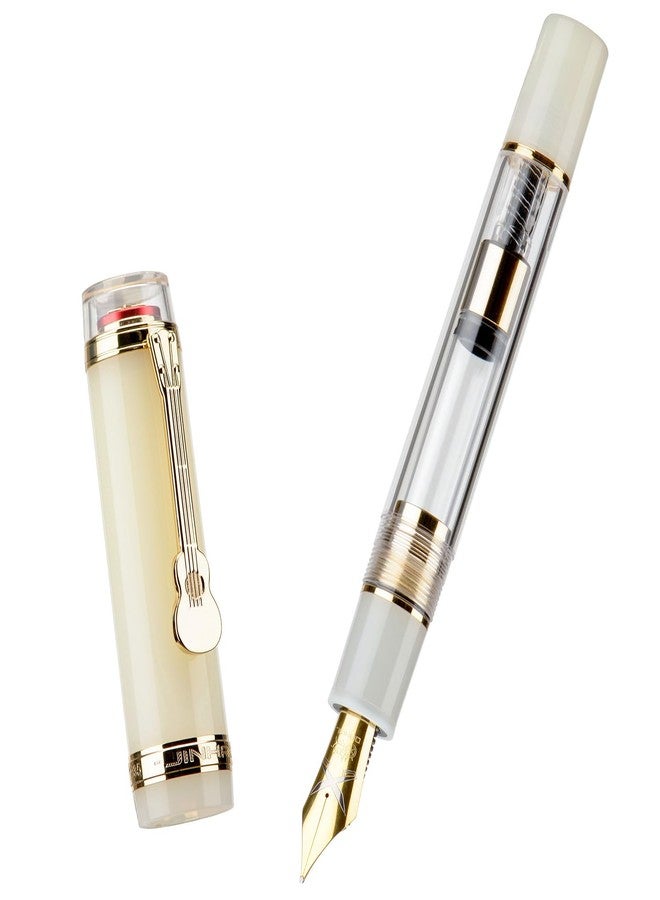 Lanxivi Jinhao Tiandao 1935 Fountain Pen Medium #8 Sword Nib, Transparent Clear Acrylic with Large Converter and Guitar Clip - Image 3