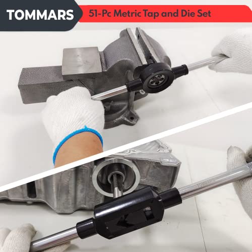 TOMMARS 51-Pc M6 to M24 Jumbo Tap and Die Set Metric Round Threading Dies for Threading and Rethreading Internal and External Threads - Image 2