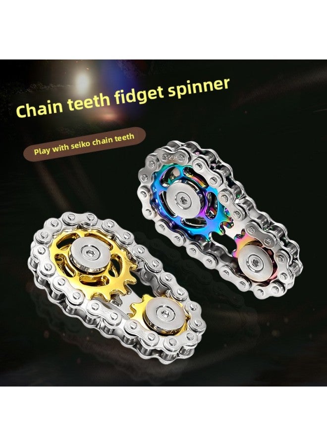 Loquat Zinc Alloy Chain Gyro Creative Tooth Chain Gyro Gear Colorful Fingertip Gyro EDC-Color:Black - Image 3