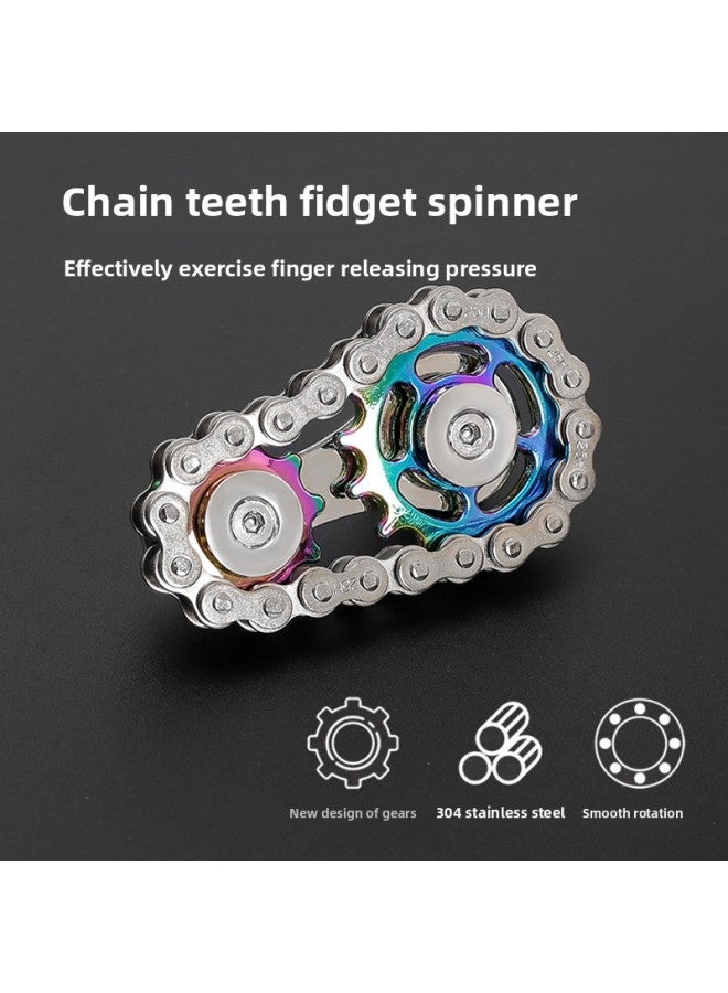 Loquat Zinc Alloy Chain Gyro Creative Tooth Chain Gyro Gear Colorful Fingertip Gyro EDC-Color:Black - Image 4