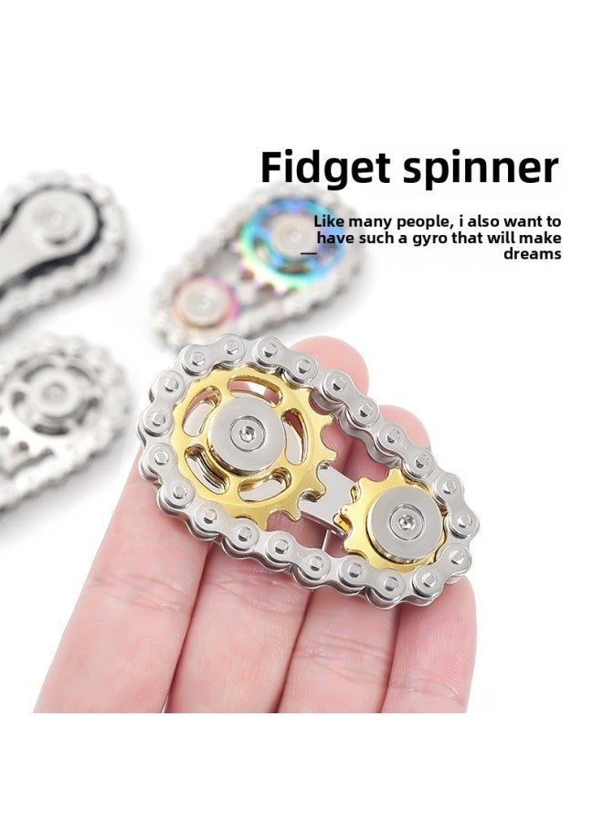 Loquat Zinc Alloy Chain Gyro Creative Tooth Chain Gyro Gear Colorful Fingertip Gyro EDC-Color:Black - Image 5