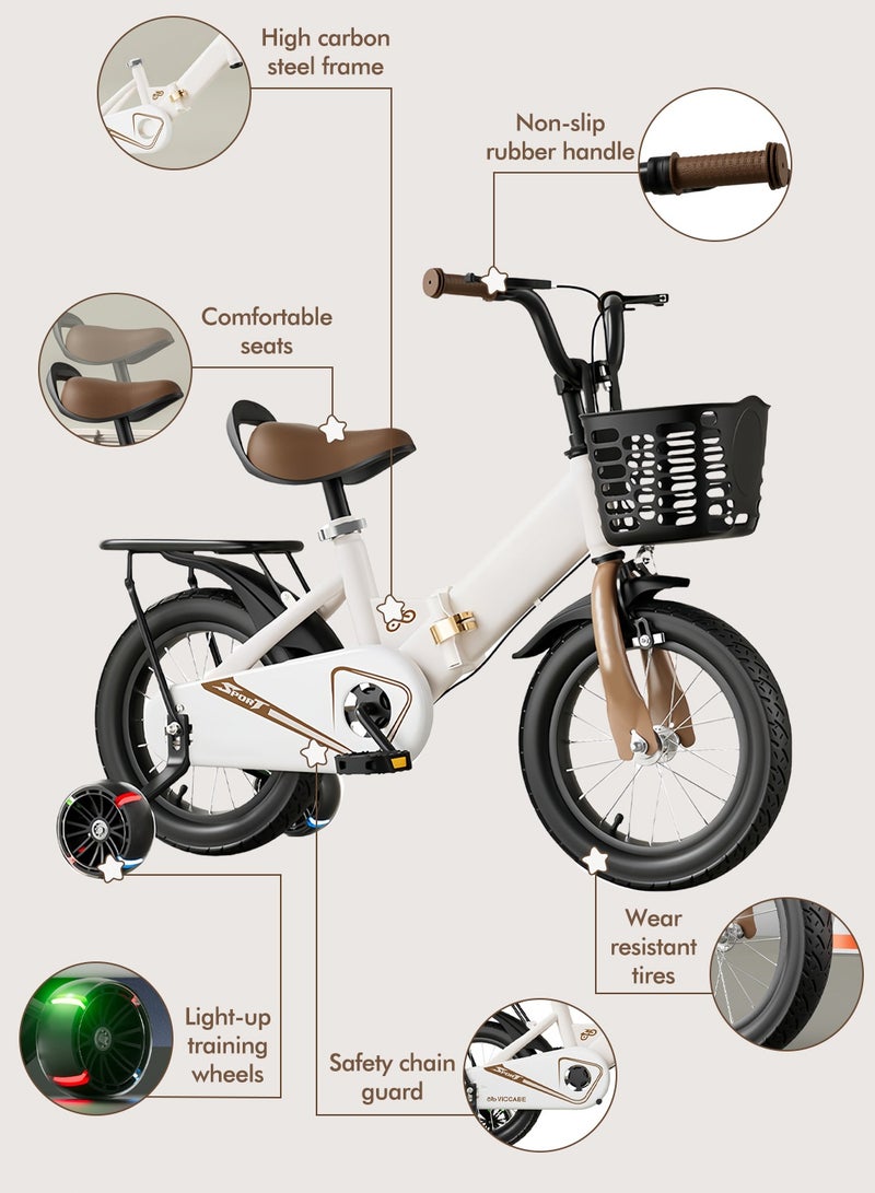 MaBaby دراجة أطفال قابلة للطي بحجم 12-14-16-18 بوصة، مع عجلات تدريب ومقعد خلفي، دراجة للأطفال من 2-12 سنة للأولاد والبنات - Image 2