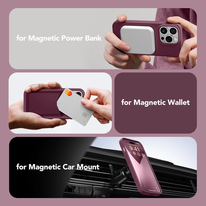 GONEZ for iPhone 14 Pro Case, Compatible with Magsafe, with Screen Protector + Camera Lens Protector, Soft Anti-Scratch Microfiber Lining, Shockproof Liquid Silicone Phone Cover, Wine Red - Image 3