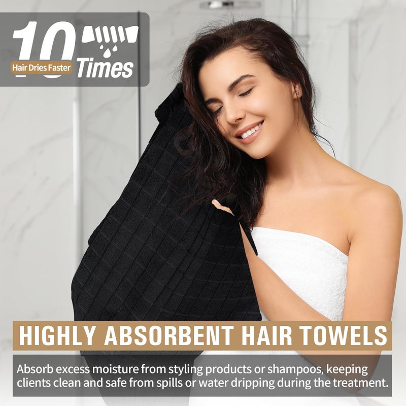HOMERHYME Salon Towels, 12 Pack Black Hand Towels for Bathroom, 16 by 27 Inches Bulk Quick Dry Absorbent Microfiber Hair Towel, Bathroom Towels for Gym Spa Barber Pedicure Makeup & Beauty - Image 5