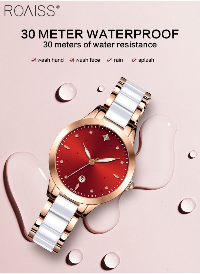 Ceramic Strap Quartz Watch for Women, Analog Display Round Dial with Calendar, Fashionable Luxurious Waterproof Wristwatch as Gift for Ladies - pzsku/ZEFFD25FB6F9D6093CB5EZ/45/_/1713585160/f82b06b4-d4a7-4a18-a113-da4c1b9edde7