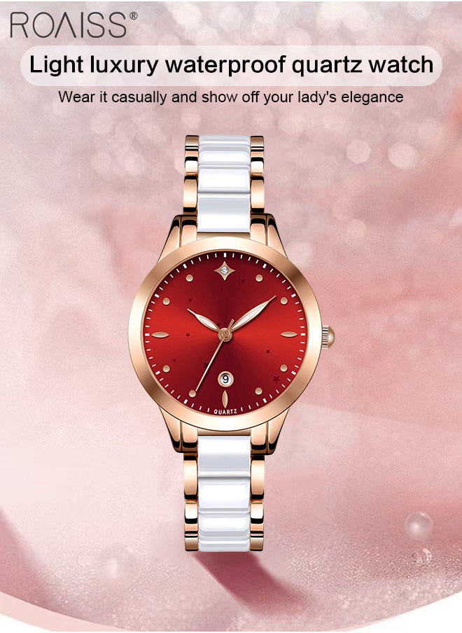 Ceramic Strap Quartz Watch for Women, Analog Display Round Dial with Calendar, Fashionable Luxurious Waterproof Wristwatch as Gift for Ladies - pzsku/ZEFFD25FB6F9D6093CB5EZ/45/_/1713585161/921abc76-554e-42ab-87f2-ad88acb84adb