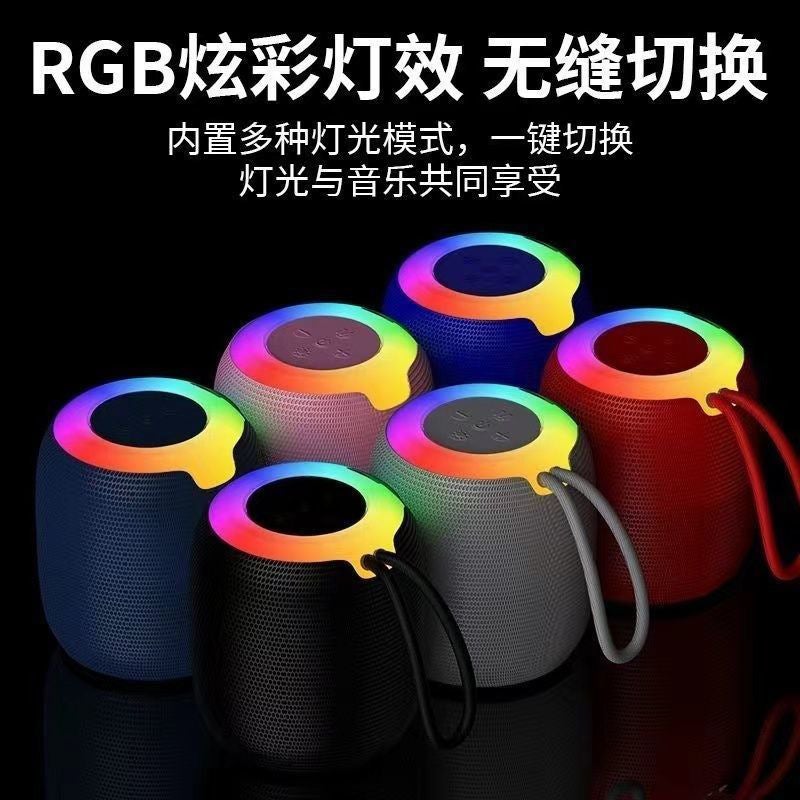 New 309 Wireless Bluetooth Audio Colorful RGB Night Light Outdoor Portable Mini Fabric Small Subwoofer Audio Black - Image 3