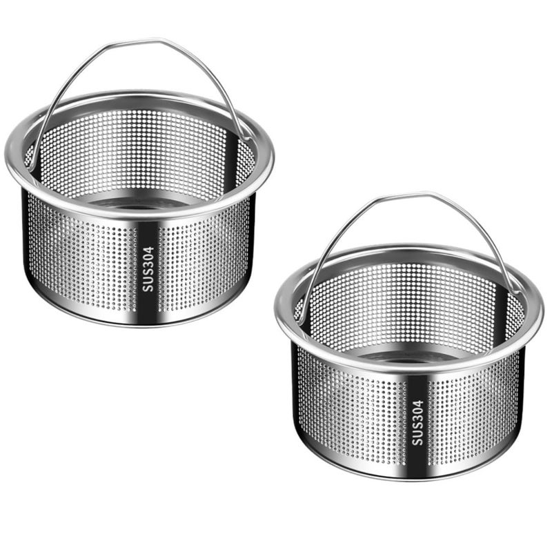 JZS 2 Pack Sink Strainer, 304 Silver Stainless Steel Kitchen Sink Strainer, Anti-Clogging Drain Filter Strainer, Kitchen Sink Drain Strainer and 4CM Deep Kitchen Sink Strainer - Image 1