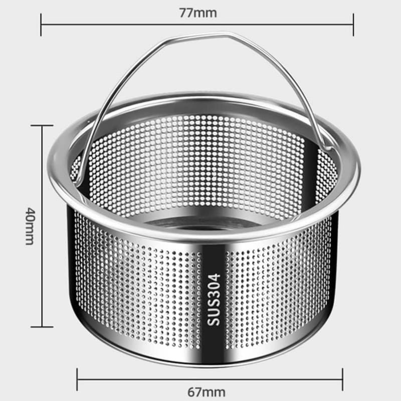 JZS 2 Pack Sink Strainer, 304 Silver Stainless Steel Kitchen Sink Strainer, Anti-Clogging Drain Filter Strainer, Kitchen Sink Drain Strainer and 4CM Deep Kitchen Sink Strainer - Image 2